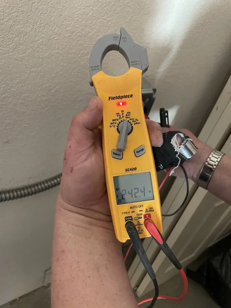 Voltage testing with clamp meter during Generator Installation in Macedonia
